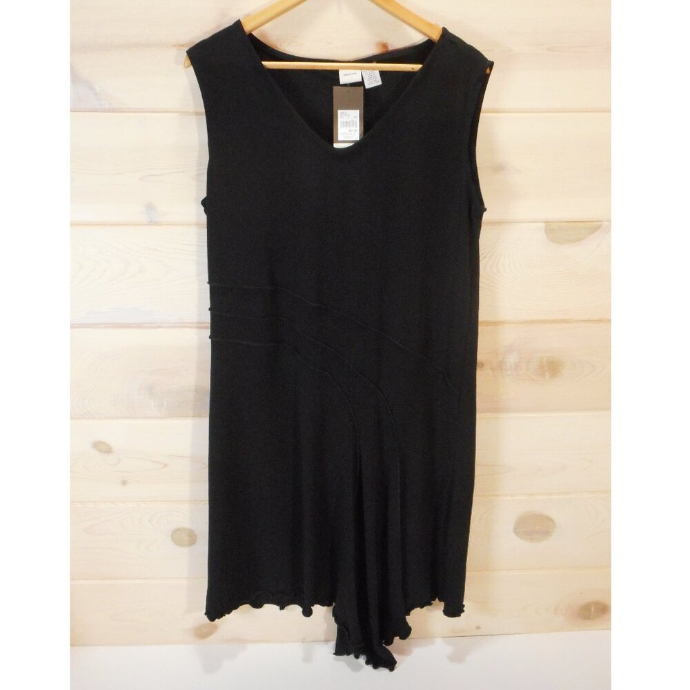 NEW Merona Dress sz XL Travel Knit Stretch Sleeveless V-neck Black Vintage Y2K